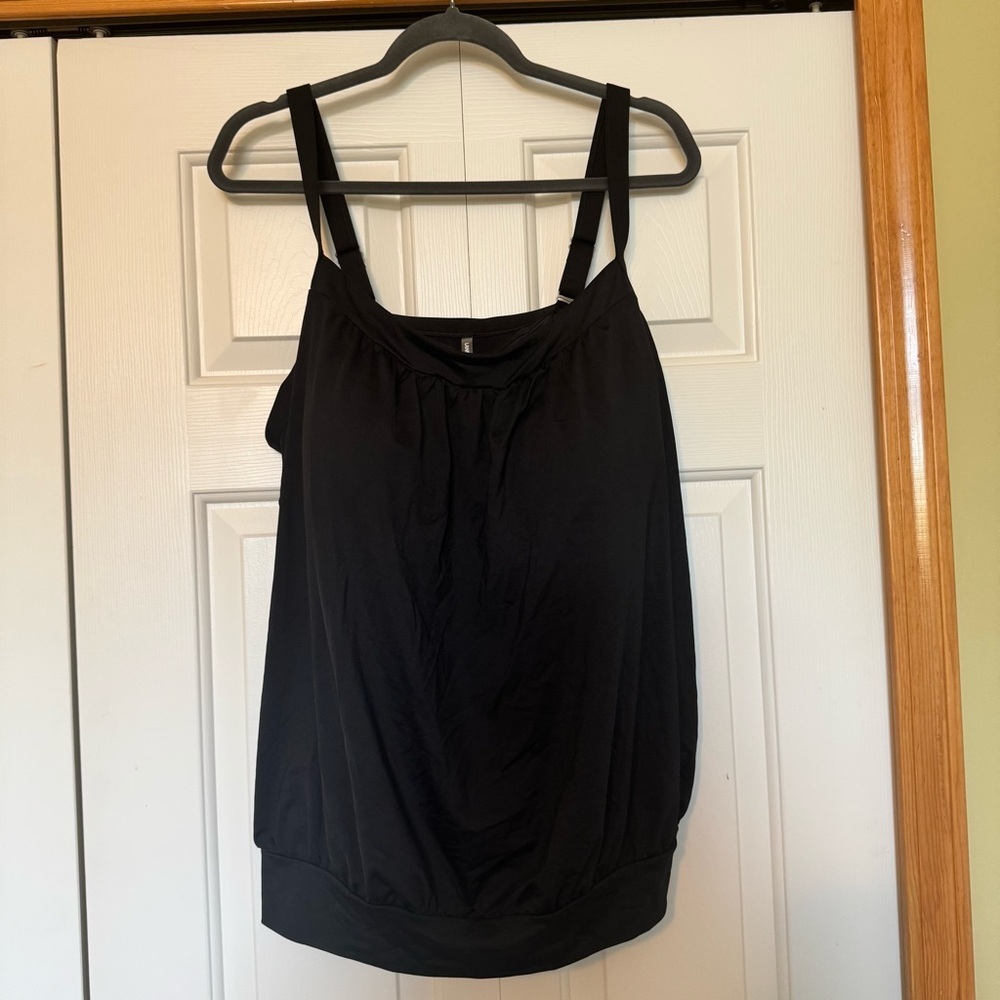 Lands'‎ End Black Blouson Tankini Top Plus size 24W